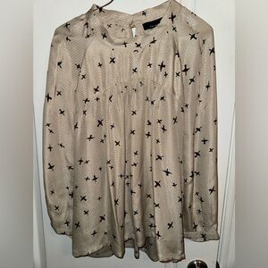 Isabel Marant Étoile Women's 100% Silk Ivory Blouse with bird print Size 2